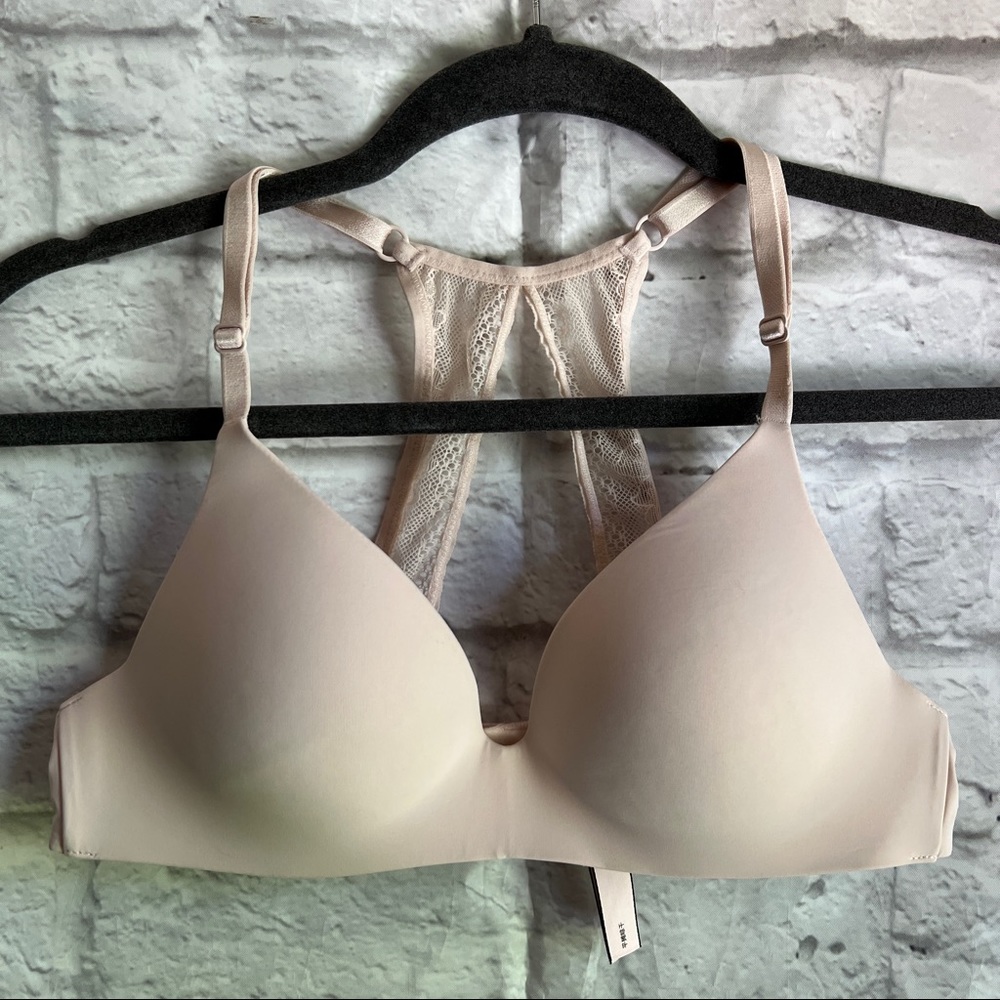 Victoria's Secret T Shirt Lightly Lined Lace Back Wireless Bra - Blush Pink 34A